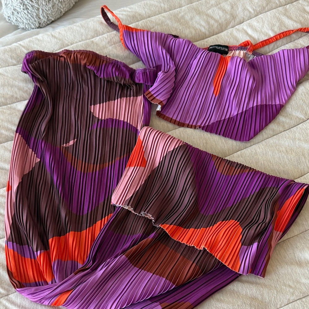 Colorful Pleated Two-Piece Set